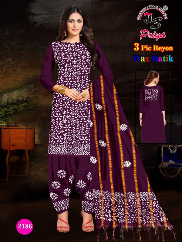 Js Priya Rayon Batic Special Cotton Designer Dress Material